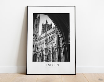 Lincoln City Poster Print - Black and White Minimalist City Print - Coordinates - Lincoln Poster - Lincoln Art Print - Lincoln Print - Gift