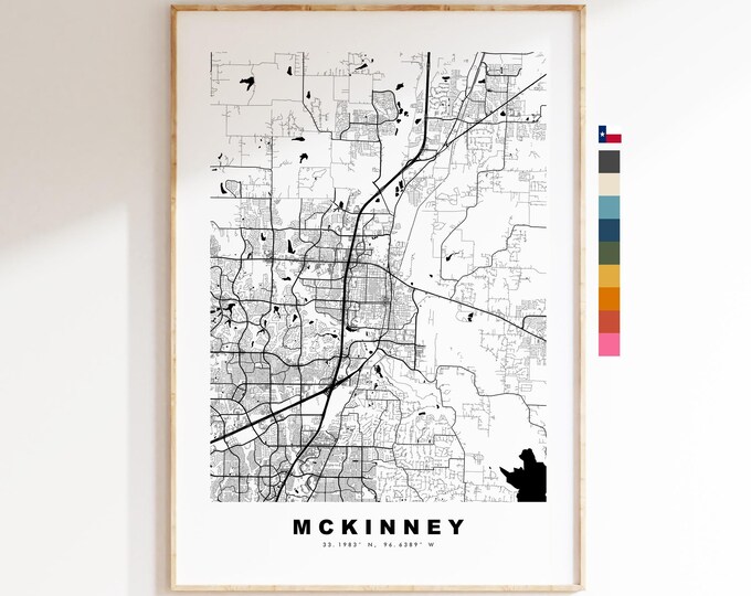 Mckinney Map Print - City Map Poster - Map Art - USA City Maps - Mckinney Print - Mckinney Poster - Minimalist City Map - Texas
