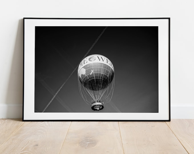 Die Welt - Berlin Hot Air Balloon - Berlin Photography Print - Black and White Photography - Fine Art Photography - Print - Poster - Gift