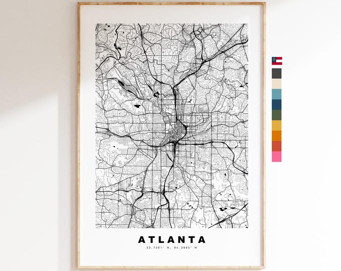 Atlanta Map Print - City Map Poster - Map Art - USA City Maps - Atlanta Print - Atlanta Poster - Minimalist City Map - Georgia