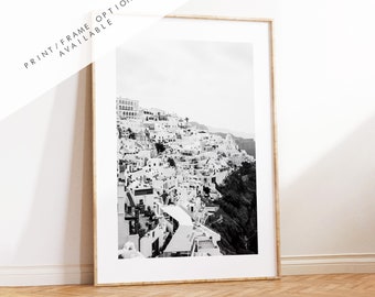 Santorini Black and White Photography Print - Greece - Print - Poster - Santorini Photography - Greece Wall Art - Monochrome - Oia Santorini