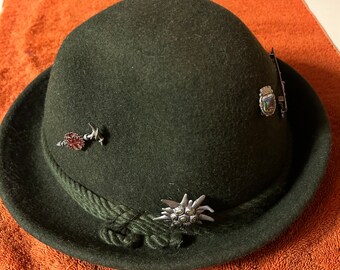 Vintage Capo Alpine Tyrolean Hat Wool Felt Green Made in  display picture 2
