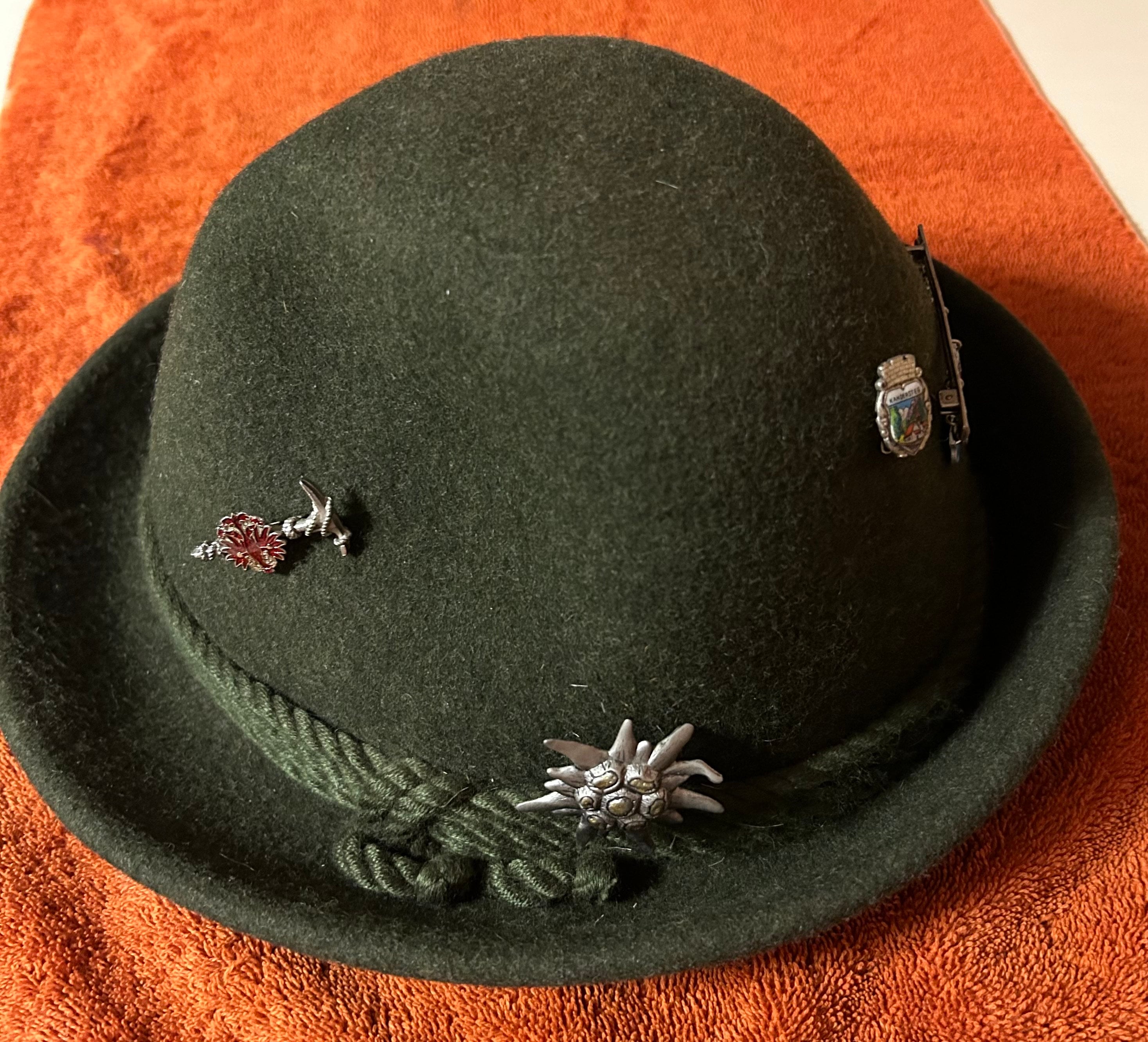 Green Wool Felt Alpine Hat, Tyrolean, With Corded Headband  display picture 2