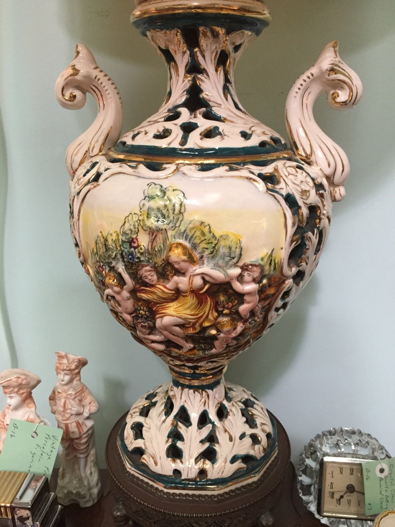 Pair of Vintage Porcelain Capodimonte Lamps-Italy | Etsy