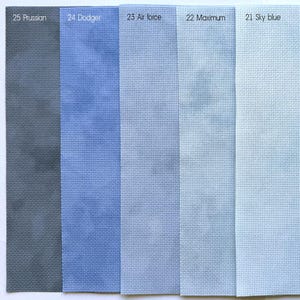 Blue Shades Aida Cloth, Sky Blue Colors Cross Stitch Fabric, 14 / 16 / 18 / 20 Count