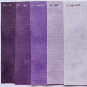 Tela Aida en tonos morados, colección morado, tela para punto de cruz, 14/16/18/20 unidades