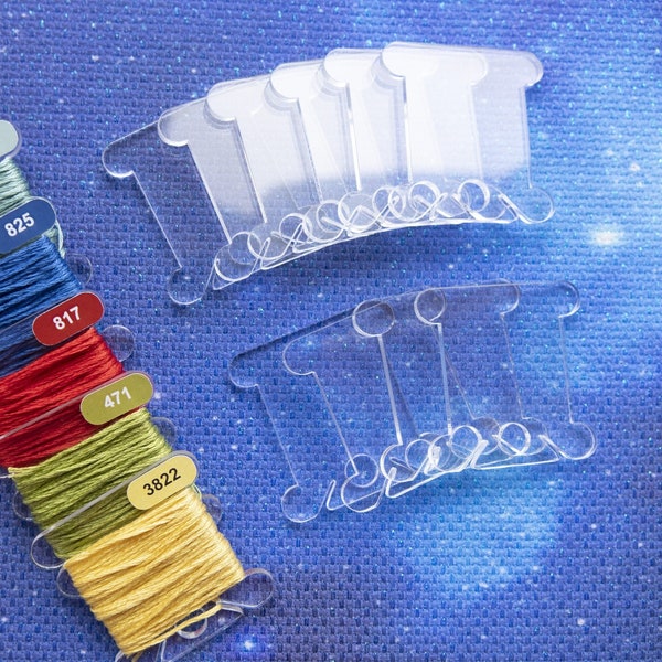 Floss Bobbins for Embroidery, Clear Acrylic, Sets of 20 / 50 / 100 or more