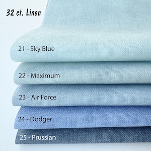 Blå färger 32-pack linne, himmelsblått tryckt korsstygnstyg