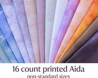 16 Count Printed Aida Cuts | Various Colors & Sizes | Cross Stitch Fabric Scraps