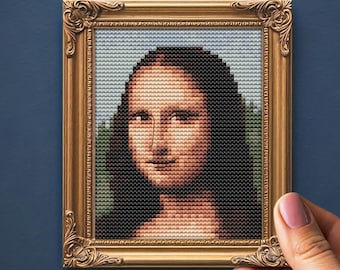 Mona Lisa Cross Stitch Pattern, Da Vinci Art Mini Cross Stitch, Instant Download PDF