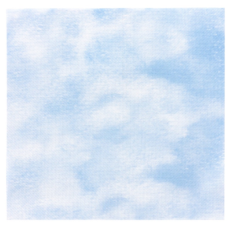 May include: A light blue fabric with a subtle tie-dye pattern. The fabric has a textured, woven appearance.