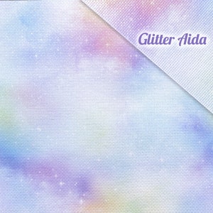 Tela Aida azul pastel opalescente – Tela bordada con brillo