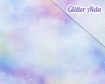 Opalescent Pastel Blue Aida Cloth – Sparkle Embroidery Fabric
