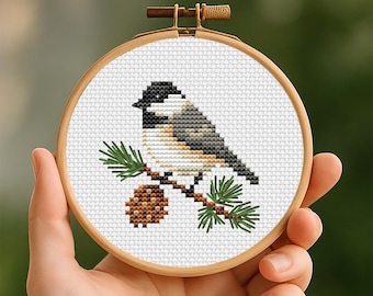 Chickadee Bird Mini Cross Stitch Pattern PDF
