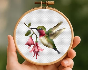 Mini Hummingbird Cross Stitch Pattern | Small Bird Cross Stitch Chart