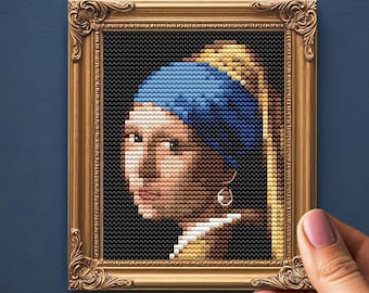 Girl With a Pearl Earring Cross Stitch Pattern PDF, Johannes Vermeer Mini Cross Stitch