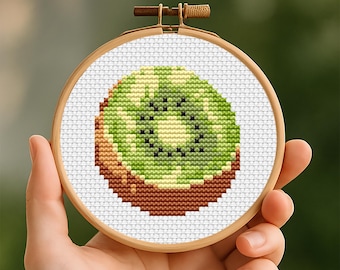 Kiwi Fruit Cross Stitch Pattern, Beginner Modern Design (PDF Pattern)