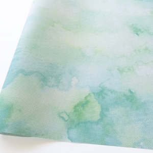 Green/Blue Cross Stitch Fabric, Printed Watercolor Aida Cloth, 14 / 16 / 18 / 20 Count
