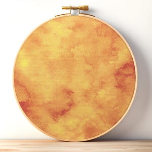 Tela Aida de acuarela naranja – Tela estampada para punto de cruz, 14ct, 16ct, 18ct, 20ct – Tela de bordado con degradado cálido para costura