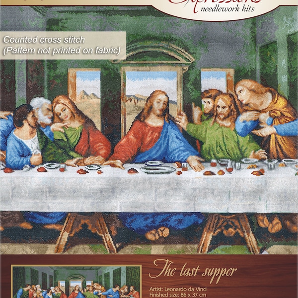 The Last Supper - Leonardo da Vinci Cross stitch kit, DMC treads cotton,religious,embroidery, Jesus, Counted Cross Stitch Kit,Embroidery kit