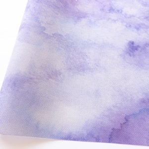Purple Cross Stitch Aida Cloth, Printed Watercolor Embroidery Fabric, 14 / 16 / 18 / 20 Count