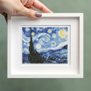 Modèle de point de croix Nuit étoilée, Van Gogh Mini Art point de croix, téléchargement immédiat PDF