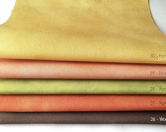 Fall Coloured Cross Stitch Fabric, Autumn Hues Printed Aida Cloth, 14 / 16 / 18 / 20 Count