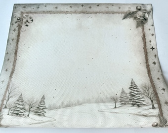 Winter Frame Aida Cloth, Printed Christmas Cross Stitch Fabric, 14 / 16 / 18 / 20 Count