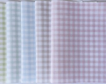 Pastel Gingham Printed Cross Stitch Fabric, Checkered Aida Cloth 14 / 16 / 18 / 20 Count