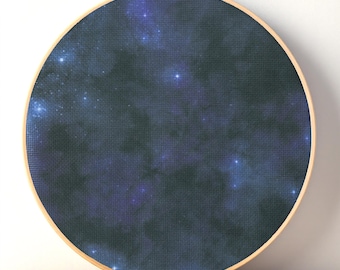 Tela Aida Galaxy, cielo notturno blu scuro, tessuto per punto croce