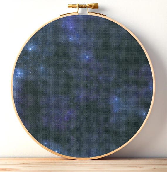 Galaxy Aida Cloth, Dark Blue Night Sky, Cross Stitch Fabric