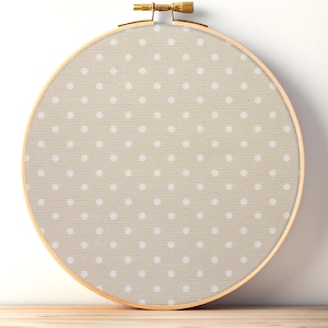 Beige Polka Dot Aida Cloth - Printed Cross Stitch Fabric, 14 / 16 / 18 / 20 ct - Neutral Embroidery Fabric with Dots for Needlework