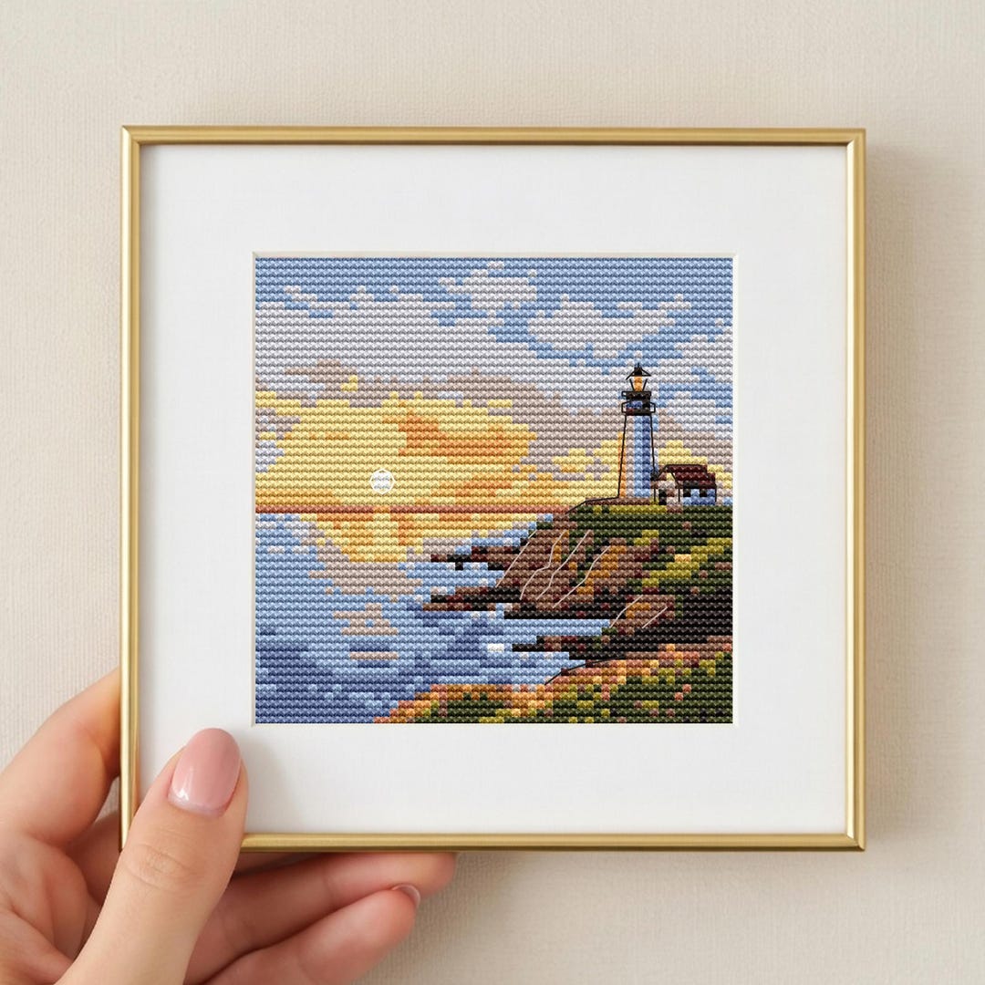 Seaside Lighthouse Mini Cross Stitch Pattern PDF - Etsy