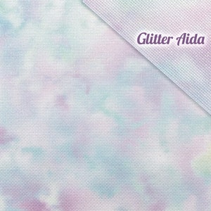 Fairy Mist Opalescent Aida Cloth, Printed Sparkly Cross Stitch Fabric, 14 / 16 / 18 / 20 Count