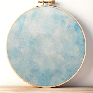 Blue Watercolor Printed Aida Cloth, 14 / 16 / 18 / 20 Count