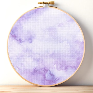 Purple Cross Stitch Aida Cloth, Printed Watercolor Embroidery Fabric, 14 / 16 / 18 / 20 Count