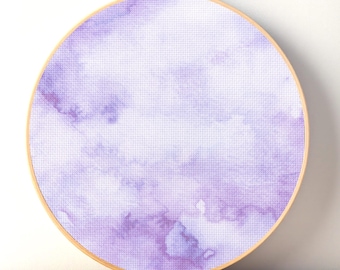 Purple Cross Stitch Aida Cloth, Printed Watercolor Embroidery Fabric, 14 / 16 / 18 / 20 Count