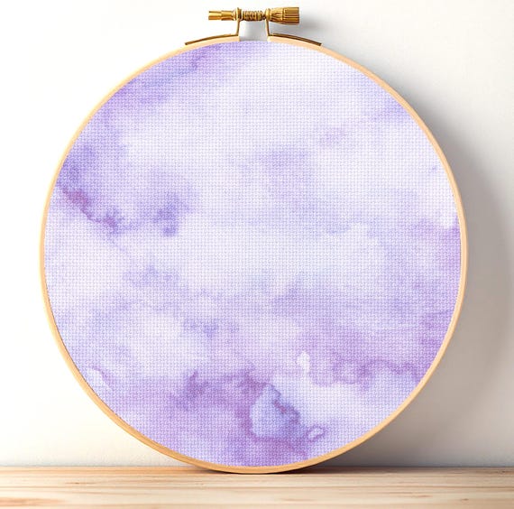 Purple Cross Stitch Aida Cloth, Printed Watercolor Embroidery Fabric, 14 / 16 / 18 / 20 Count
