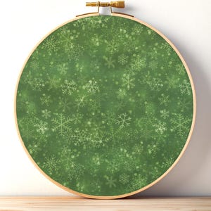 Tela Aida verde navideña - Tela para punto de cruz con estampado de copos de nieve, 14ct, 16ct, 18ct y 20ct - Tela para bordado navideño para labores de costura