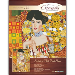 Kit de punto de cruz de Adele Bloch-Bauer de Klimt – Hilos DMC, Pintura famosa
