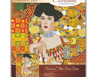 Kit per punto croce di Adele Bloch-Bauer di Klimt – Fili DMC, dipinto famoso, consegna negli Stati Uniti