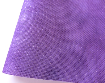 Tessuto per punto croce viola opalescente, tela Aida scintillante 14/18 count, stampato