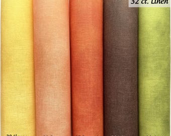 Fall Colors 32 Ct Linen - Autumn Earth Tones Printed Cross Stitch & Embroidery Fabric