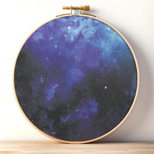 Galaxy Cross Stitch Fabric, Dark Blue Printed Aida Cloth, Night Sky, Space, 14 / 16 / 18 / 20 Count