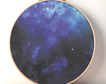 Galaxy-kruissteekstof, donkerblauwe bedrukte aida-doek, nachtelijke hemel, ruimte, 14/16 / 18/20 Count