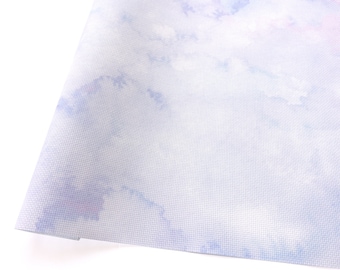 Violet Abstract Aida Cloth, Printed Cross Stitch Fabric, Pastel Hand Dyed Effect