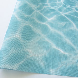 Blue Water Aida Cloth, Printed Cross Stitch Fabric, Ocean, 14 / 16 / 18 / 20 Count