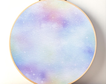 Tecido Aida Azul Pastel Opalescente – Tecido para Bordado com Brilho