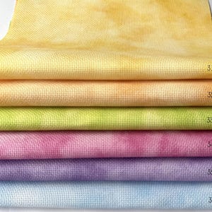 Garden Blooms Printed Cross Stitch Fabric, Hand Dyed Effect Aida Cloth, Floral Colors, 14 / 16 / 18 / 20 Count