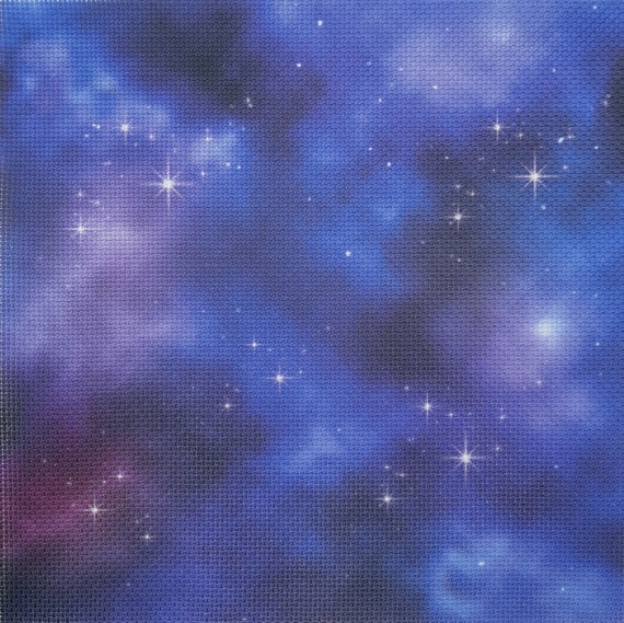 Blue/purple Galaxy Aida Cloth Printed Cross Stitch Fabric - Etsy